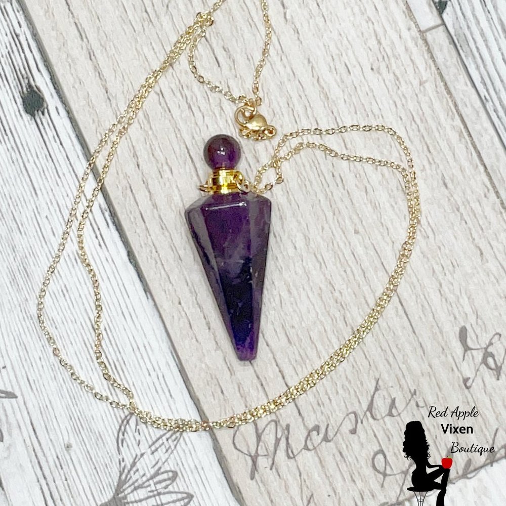 Amethyst Perfume Bottle Necklace